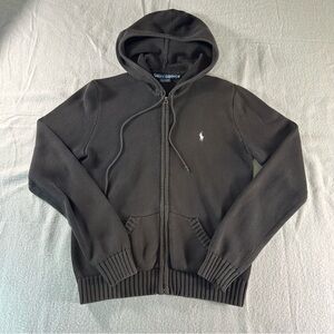 Polo by Ralph Lauren Black Hooded Zip-Up Sweater